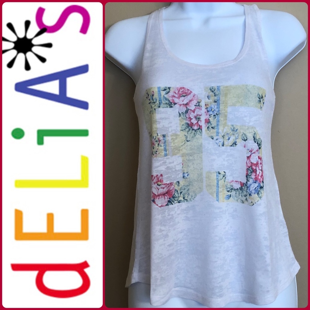 🤩EUC🤩dELiA*s Juniors Printed Sheer Tank Top XS